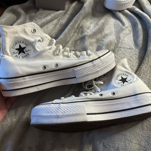 Converse Shoes - Converse White High Top Canvas Sneakers with Black Trim